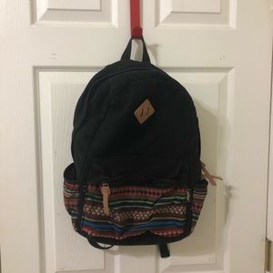 Black canvas backpack